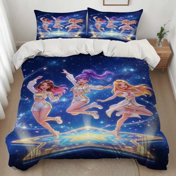 3pcs K-Pop Starry Stage Printed Duvet Cover Set Featuring High-Quality Prints That Are Comfortable And Warm