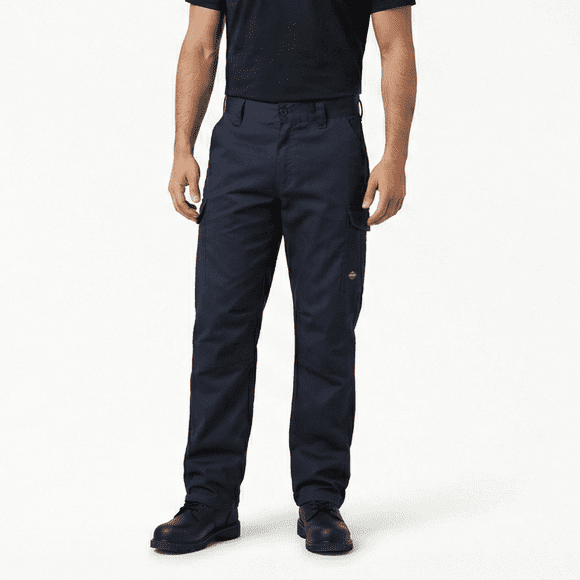 Pantalón Cargo Térmico Hombre Gabardina Forro Polar Trabajo Azul