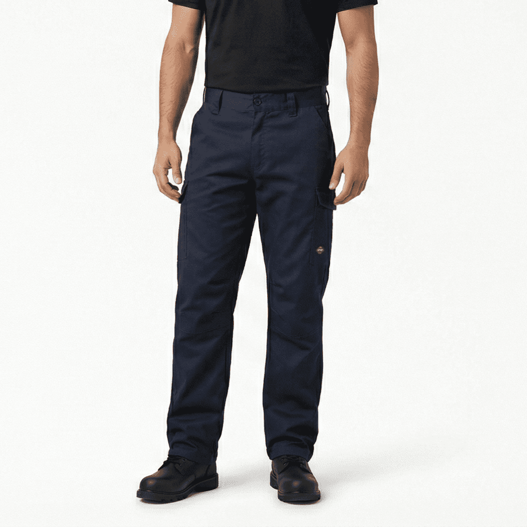 T-world - Pantalón Cargo Térmico Hombre Gabardina Forro Polar Trabajo Azul
