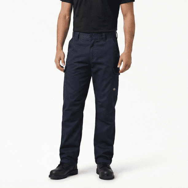 Pantalón Cargo Térmico Hombre Gabardina Forro Polar Trabajo Azul