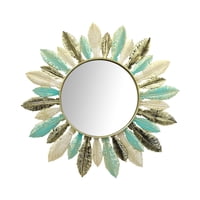 Magideal - Espejo De Arte Del Hierro Para Decoración De Pared, Círculo Bohemio, Marco De Metal Decorativo, Espejo De Maquillaje Moderno Para Comedor, Hogar, Sala