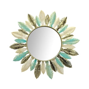 Magideal - Espejo De Arte Del Hierro Para Decoración De Pared, Círculo Bohemio, Marco De Metal Decorativo, Espejo De Maquillaje Moderno Para Comedor, Hogar, Sala