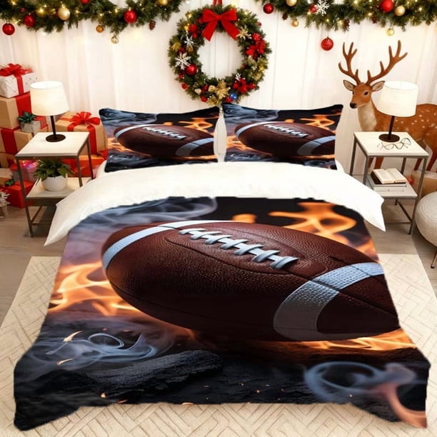 with a Rugby Flame Design This Bedding Includes a Duvet Cover And Pillowcases in Various Colors Suitable for All Seasons It'S an Ideal Choice for Home And Guest