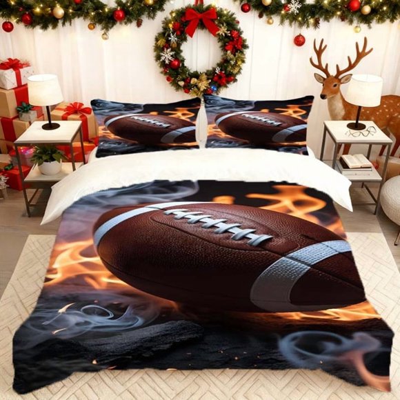 with a Rugby Flame Design This Bedding Includes a Duvet Cover And Pillowcases in Various Colors Suitable for All Seasons It'S an Ideal Choice for Home And Guest