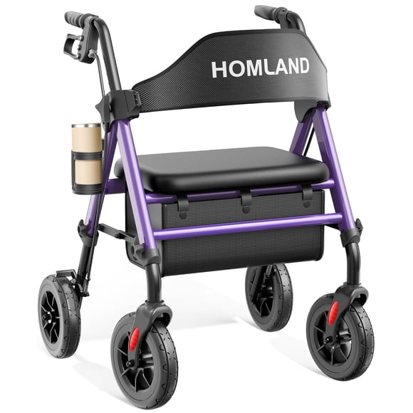 Andador Plegable HOMLAND con Asiento y Ruedas de 20 cm