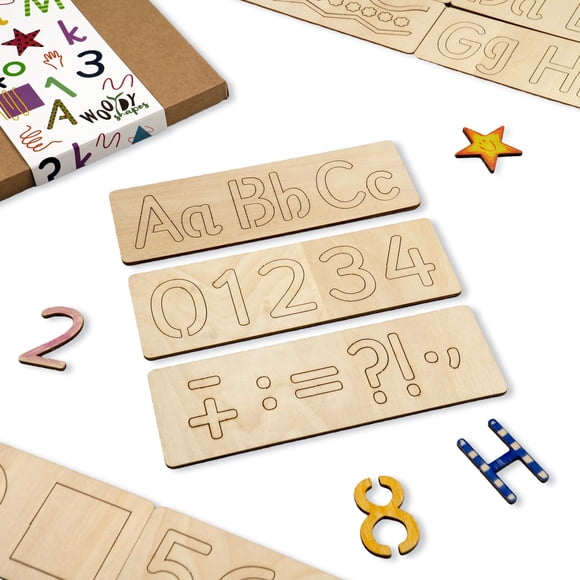 Plantillas de dibujo de madera Nakleo Woody Shapes para niños, set de 15