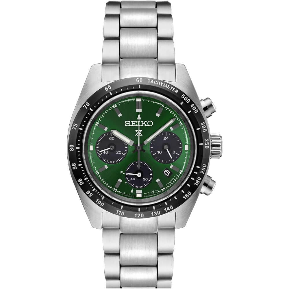 Reloj Seiko Prospex Speedtimer Solar Con Esfera Verde De 39 Mm