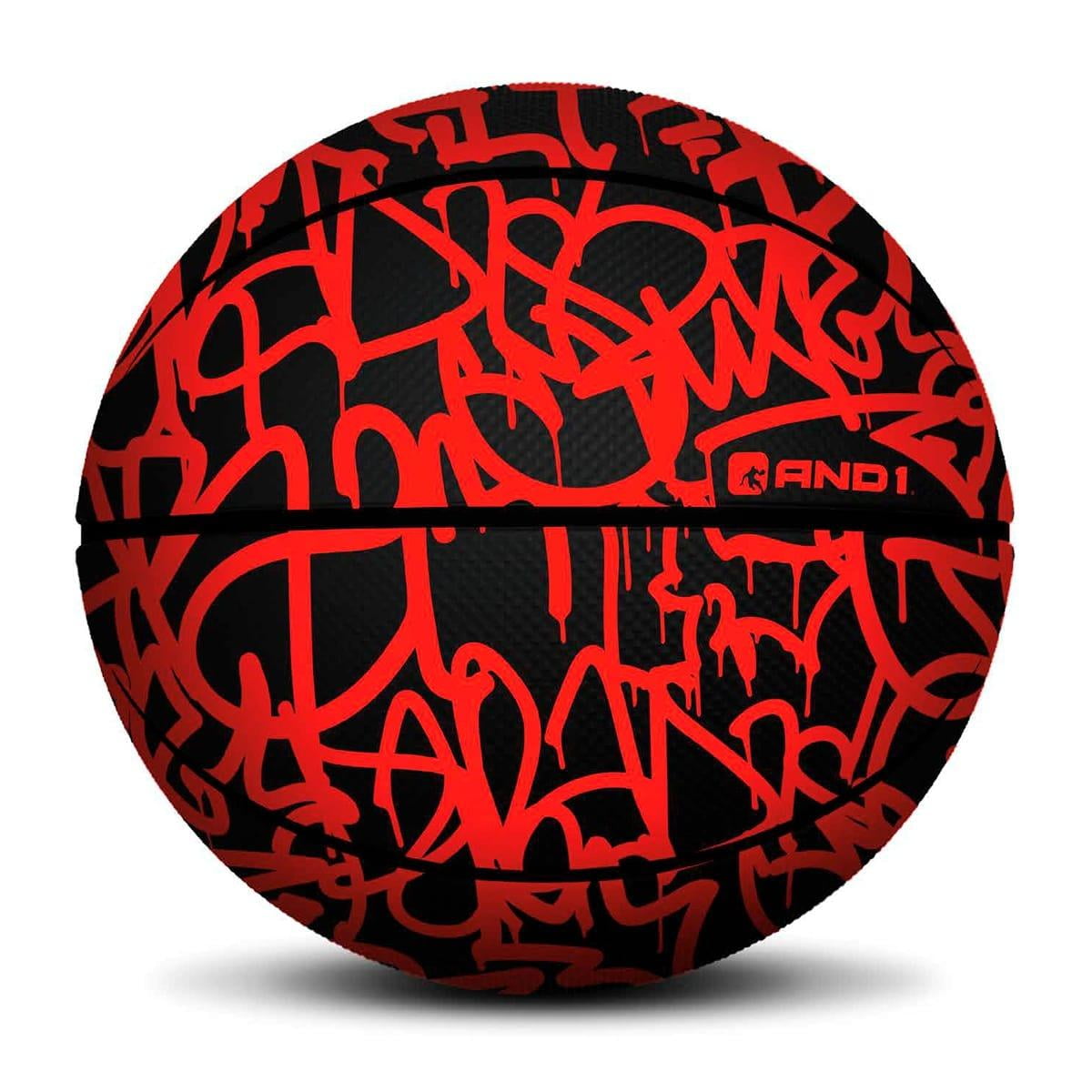 And1 - Balón De Baloncesto De Goma Premium Xcelerate Graffiti Rojo Talla 7