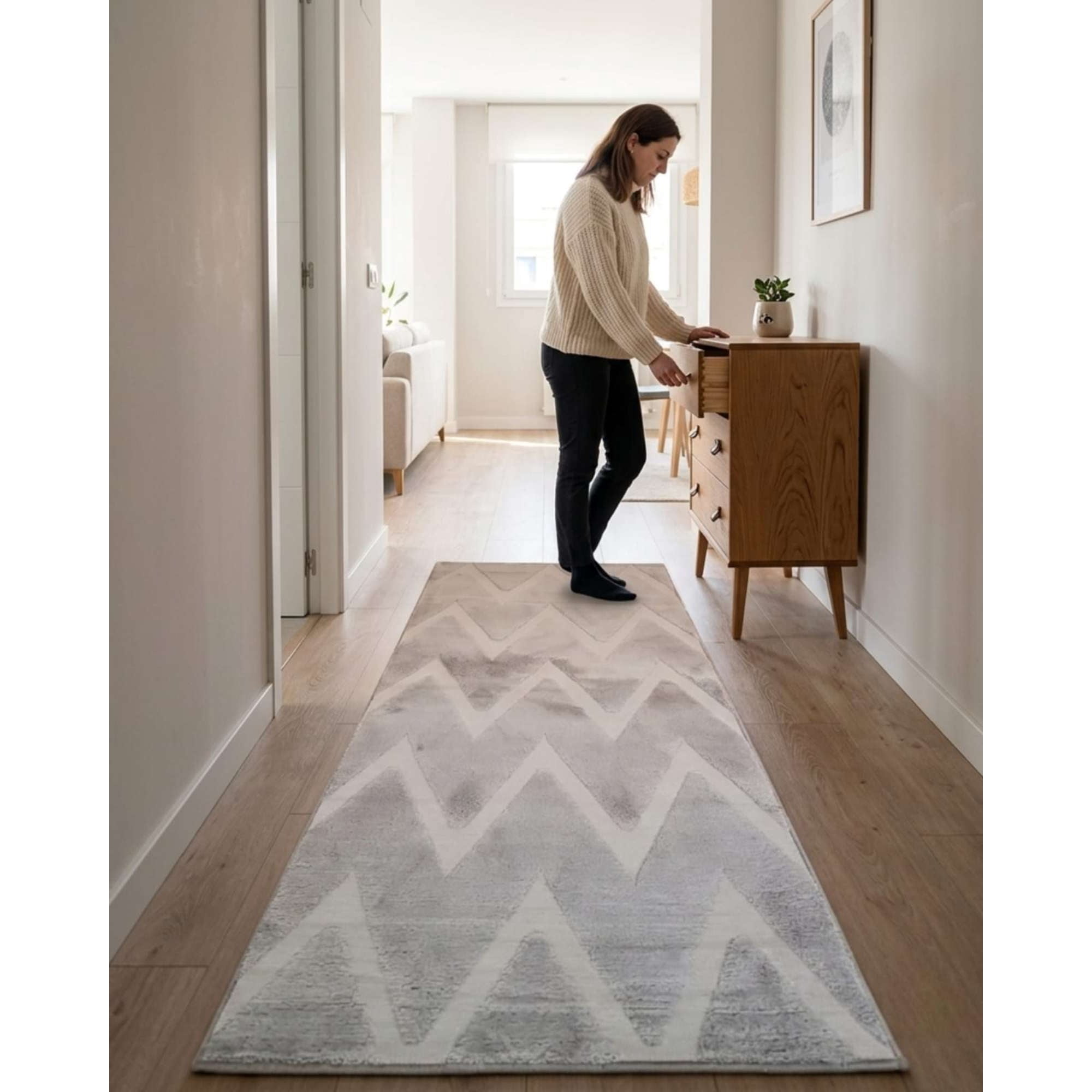 Mylhogar - Alfombra De Pasillo Minimalista Jacquard 60x160 Cm