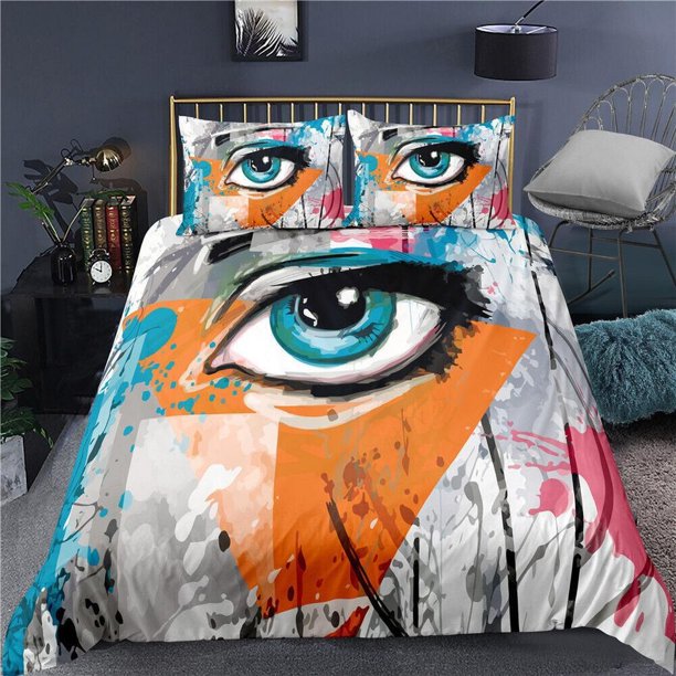 Multicolor Cartoon Dinosaur Skateboard Quilt Duvet Cover Set Doona Cover Kids3-Piece Bedding Set