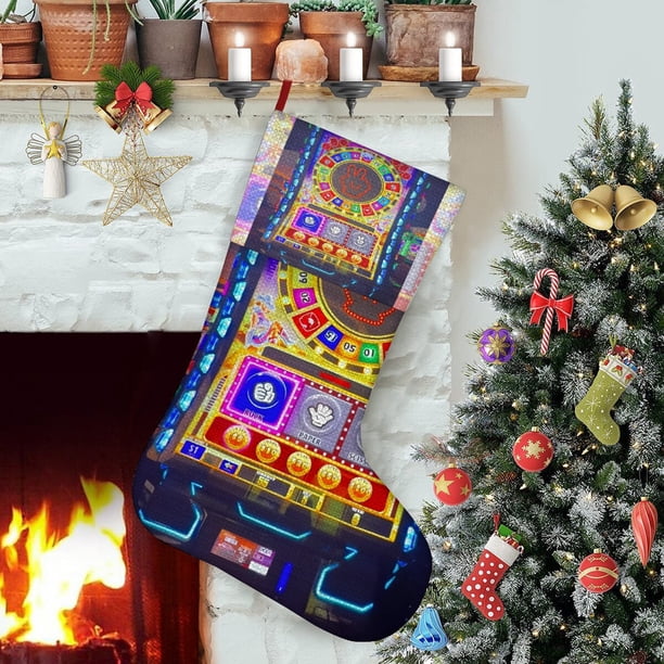 Piedra Papel o Tijera Tema: Calcetines de Navidad, fino lino blanco para colgar en escaleras y chimenea, decoración navideña para el hogar, regalo de Navidad.54cm×38cm