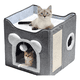thumbnail image 1 of Cama Casa Para Gato Mascota Plegable Con Rascador Juguete Color Gris, 1 of 3
