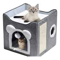 Master Prox - Cama Casa Para Gato Mascota Plegable Con Rascador Juguete Color Gris
