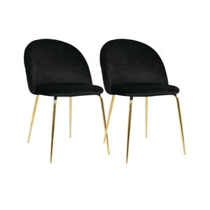 Habita2 Chile - Pack 2 Sillas Sitiales Nordic Felpa Gold - Negro