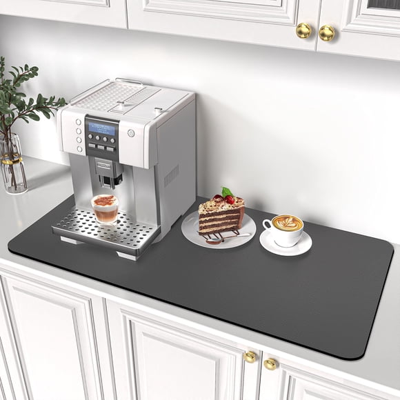 PoYang Tapete para Café 80x43 cm Absorbente Antideslizante Gris