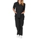 thumbnail image 1 of Uniforme de trabajo de enfermería con cuello en V y bolsillo de color sólido europeo y americano para mujer, 1 of 5