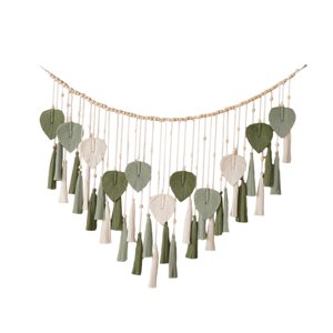 Magideal - Tapiz Colgante De Pared De Macramé, Decoración De Arte De Pared, Tapiz Tejido, Tapiz De Borlas De Hojas Para Telón De Fondo, Regalo De Inauguración De