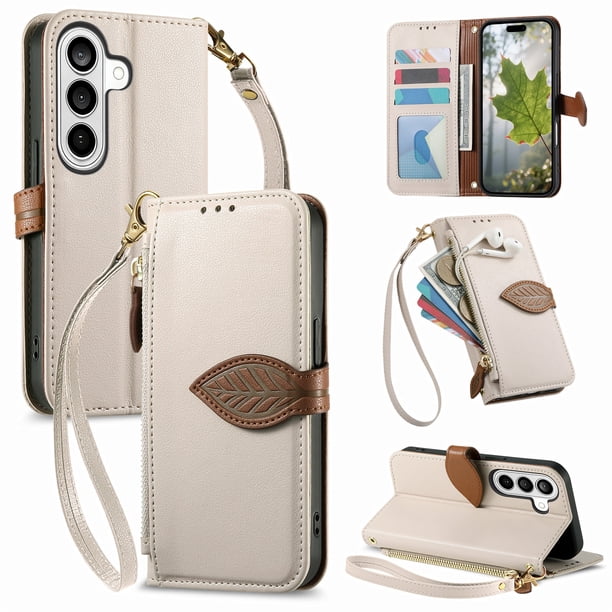 FOXDOCK Funda Tipo Cartera para Samsung Galaxy S26 Pro, con Ranuras para Tarjetas, Soporte y Cremallera-Blanco