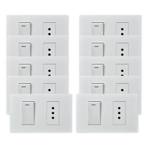 Want - Pack 10 Interruptor 1 912 16A Y Tomacorriente 1 10A - Blanco