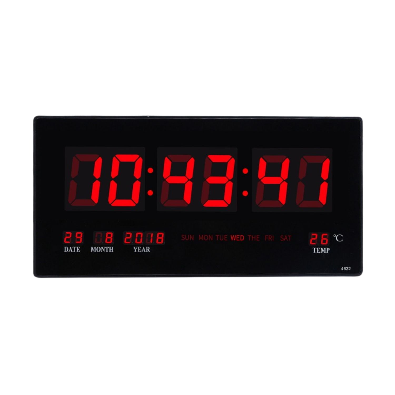 Importclick - Reloj Digital Led Pared Hora Fecha Temperatura 2.5x22x46 Cm