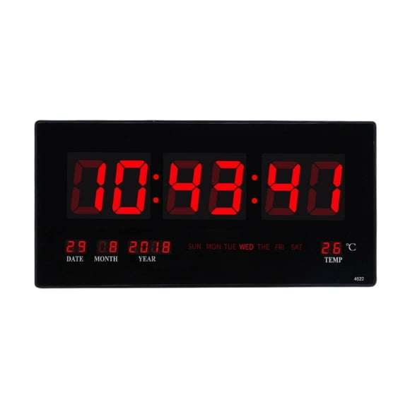 Reloj Digital Led Pared Hora Fecha Temperatura 2.5x22x46 CM