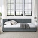 thumbnail image 3 of Full Size Upholstered Tufted Bed Frame, Sofa Bed Frame with Comfortable Backrest and Armrests, Full Size Bed for Bedroom, Living Room,Velvet, Grey(80.5''*59''*30.5''), 3 of 3