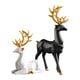thumbnail image 5 of 1 par de estatuas de renos, figurita para amantes de los ciervos, obra de arte, esculturas de ciervos de estilo nórdico de resina para decoración de e , De pie Negro L Negro + Blanco, 5 of 5