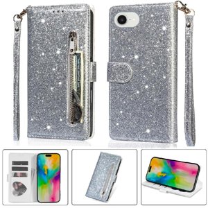 Foxdock - Funda Para Elegante Funda Iphone 16E Glitter Con Cremallera-Ideal Para El Uso Diario