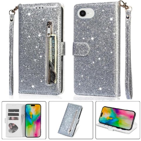 Foxdock - Funda Para Elegante Funda Iphone 16E Glitter Con Cremallera-Ideal Para El Uso Diario