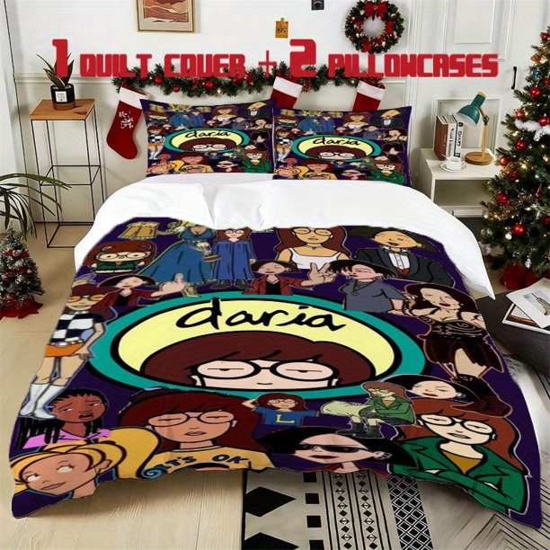 3pcs Daria Bedding Set Soft Duvet Cover with 2 Pillowcases All Season Comfort Vibrant Cartoon Design