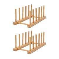 Magideal - Estante De Almacenamiento De Rompecabezas, Estante De Bambú Para Platos Para Gabinete De Cocina, Estante De Exhibición De Cd, Soporte Para Platos Para Rectángulo 22X12X10Cm