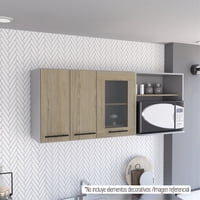 Tuhome - Mueble De Cocina Mural Espacio Microondas 150 Cm Hasselt Gris Y Rovere