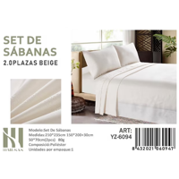 Tecnocasa - Set De Sabanas 2.0 Plazas Color Beige 150 Hilos 2 Funda De Almohada