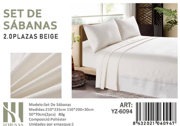 Tecnocasa - Set De Sabanas 2.0 Plazas Color Beige 150 Hilos 2 Funda De Almohada