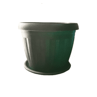 Genérico - Macetero Redondo Con Plato 30Cm Verde Oscuro