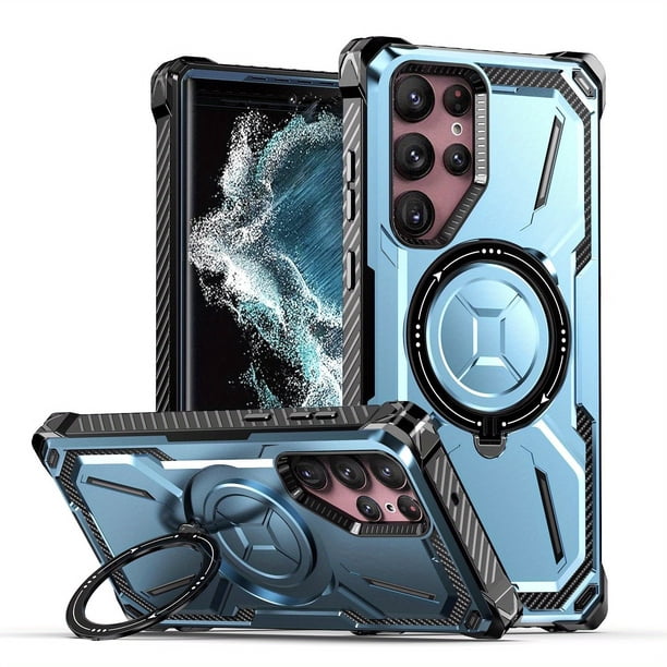 For Samsung Galaxy S23 S22 S21 Ultra S23 Plus Case Metal Kickstand Magnetic Case , Heavy Duty Bumper Shockproof Phone Case