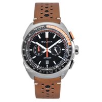 Reloj Bulova Racer Chronograph Leather Strap Black Dial Quartz 98B427 100M Men'S Watch