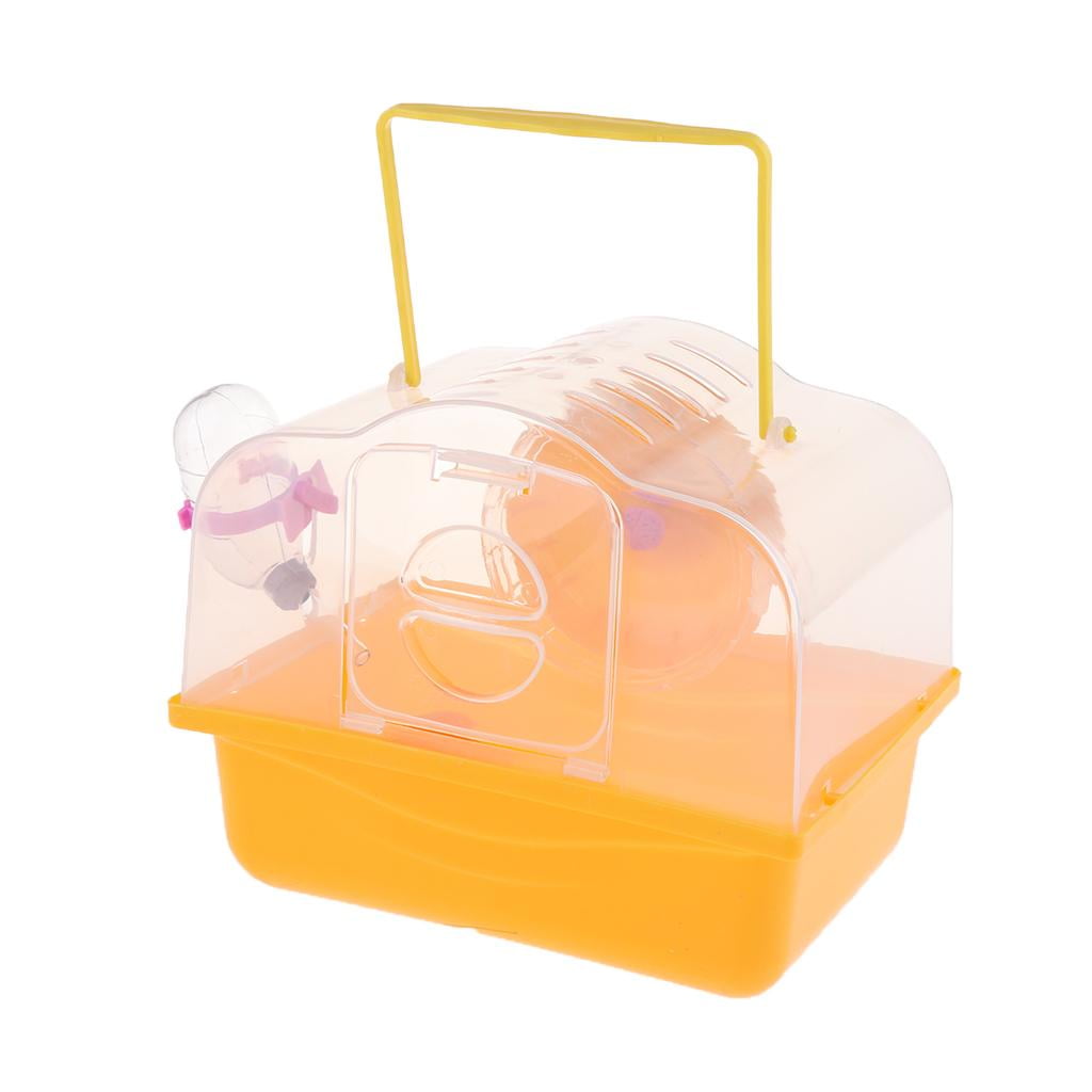 Portador de hamster portátil Carrier Case jaula con botella de agua al aire libre naranja