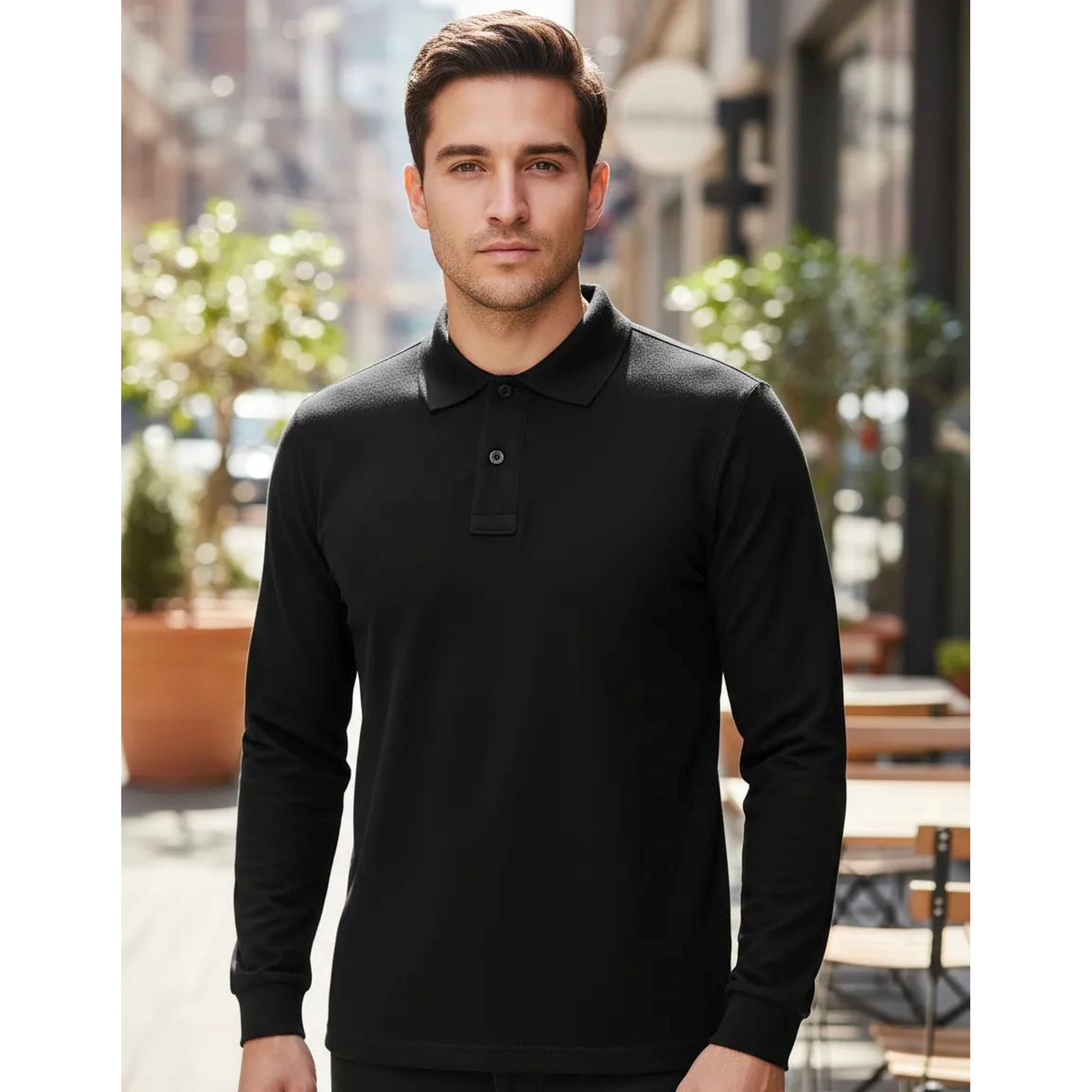 Metalfer - Polera De Trabajo Manga Larga Pique Negra Talla S