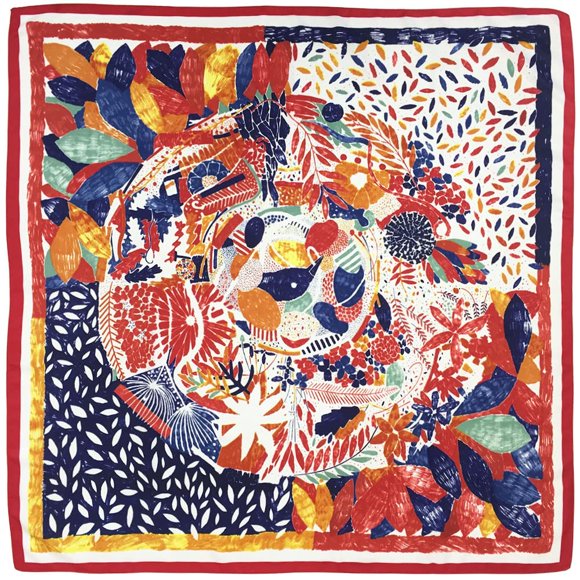 Pañuelo de cabeza Julunar 90 cm satinado, gran tamaño cuadrado