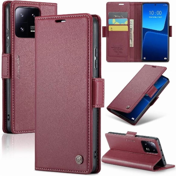 CaseMe tipo cartera Xiaomi 13 Pro con cierre magnético, RFID, tarjetero, soporte, carga inalámbrica