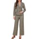 thumbnail image 1 of TRAJE ELEGANTE DE INSPIRACIÓN Conjunto de Traje de Pantalón para Mujeres de 2 Piezas Cuadros Traje de Trabajo de Negocios Chaqueta Blazer Pantalón XS Marrón Caqui, 1 of 6