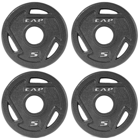 Placa de pesas CAP Barbell Olympic Grip de 2 pulgadas y 2,5 kg, juego de 4