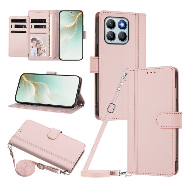 Honor X8B 4G Funda con Ranuras para 9 Tarjetas, Rosa