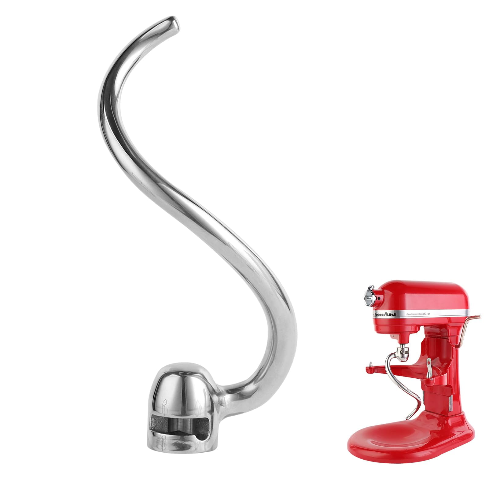 Xinboogq - Gancho Para Amasar De Acero Inoxidable Para Batidora Kitchenaid 5-6qt