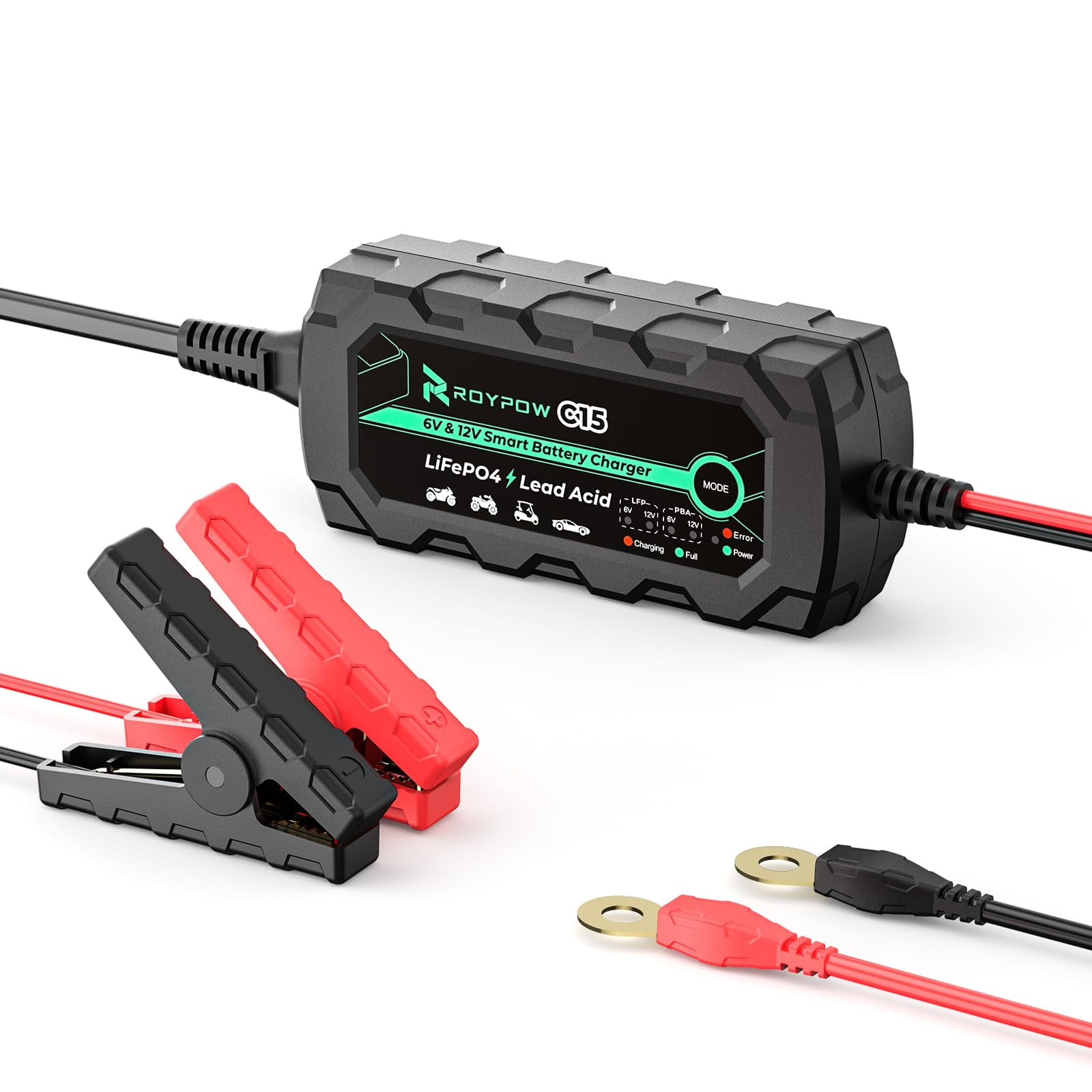Cargador De Batería Roypow 6v/12v 1a Cargador De Batería De Litio
