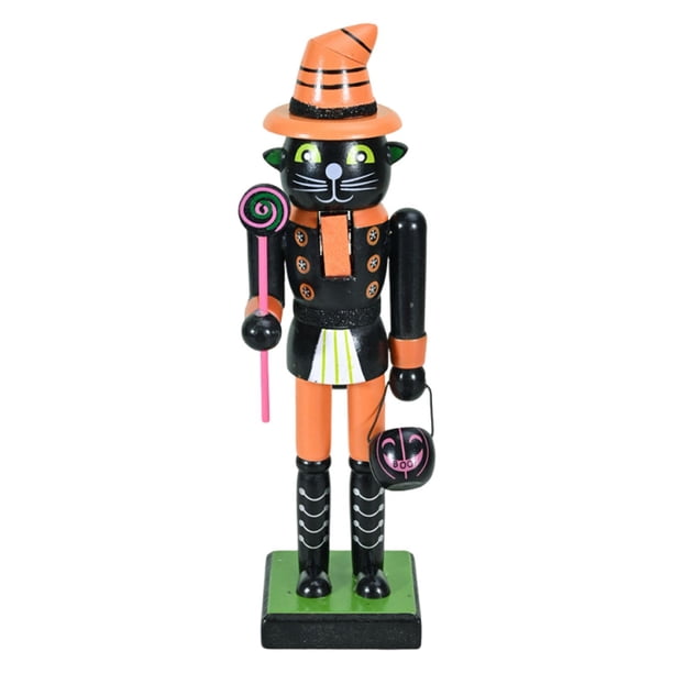 Figura Decorativa De Cascanueces De Halloween Para Decoración De Jardín Festivo Con Diseño De Gato Negro
