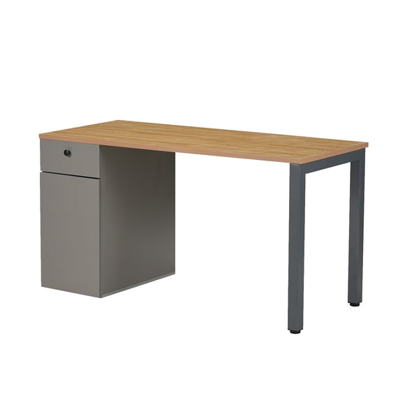 Escritorio con Cajón y Puerta Ergo-016 Relan Color Café Claro y gris
