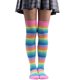 thumbnail image 1 of suxuMhao Calcetines hasta el Muslo a Rayas Suaves y Elásticos, Color Arcoíris, Calcetines de Moda por Encima de la Rodilla, Puño de Calcetín Rosa, Calcetines hasta la Rodilla Cómodos, 3 Pares, Talla, 1 of 2