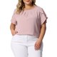 thumbnail image 1 of Agnes Orinda Blusas de Verano para Mujer de Talla Grande con Mangas Cortas Plisadas, Cuello Redondo y Mangas de Tulipán 4X Rosa, 1 of 6